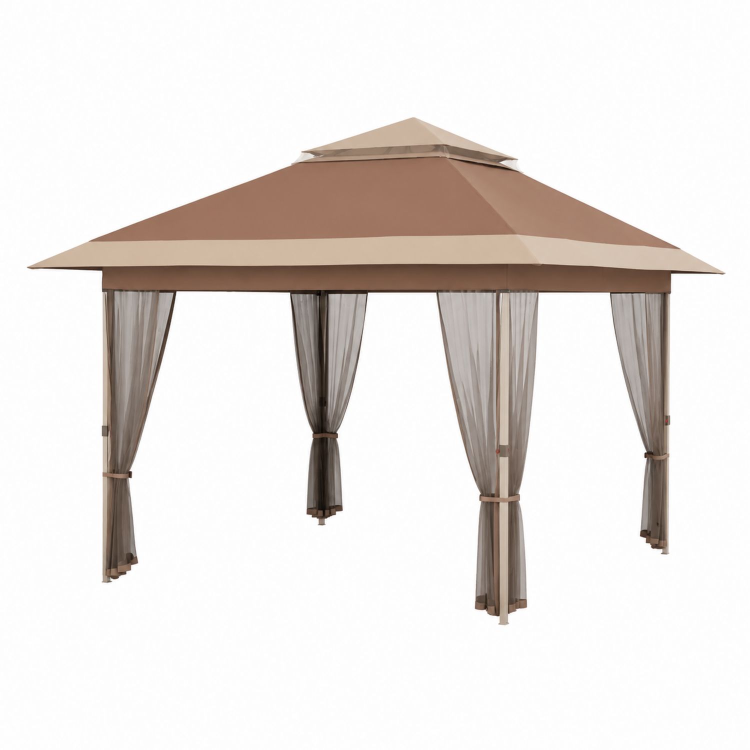 Gazebo cuadrado 3x3 m de aluminio con toldo de poliéster y cortinas de malla