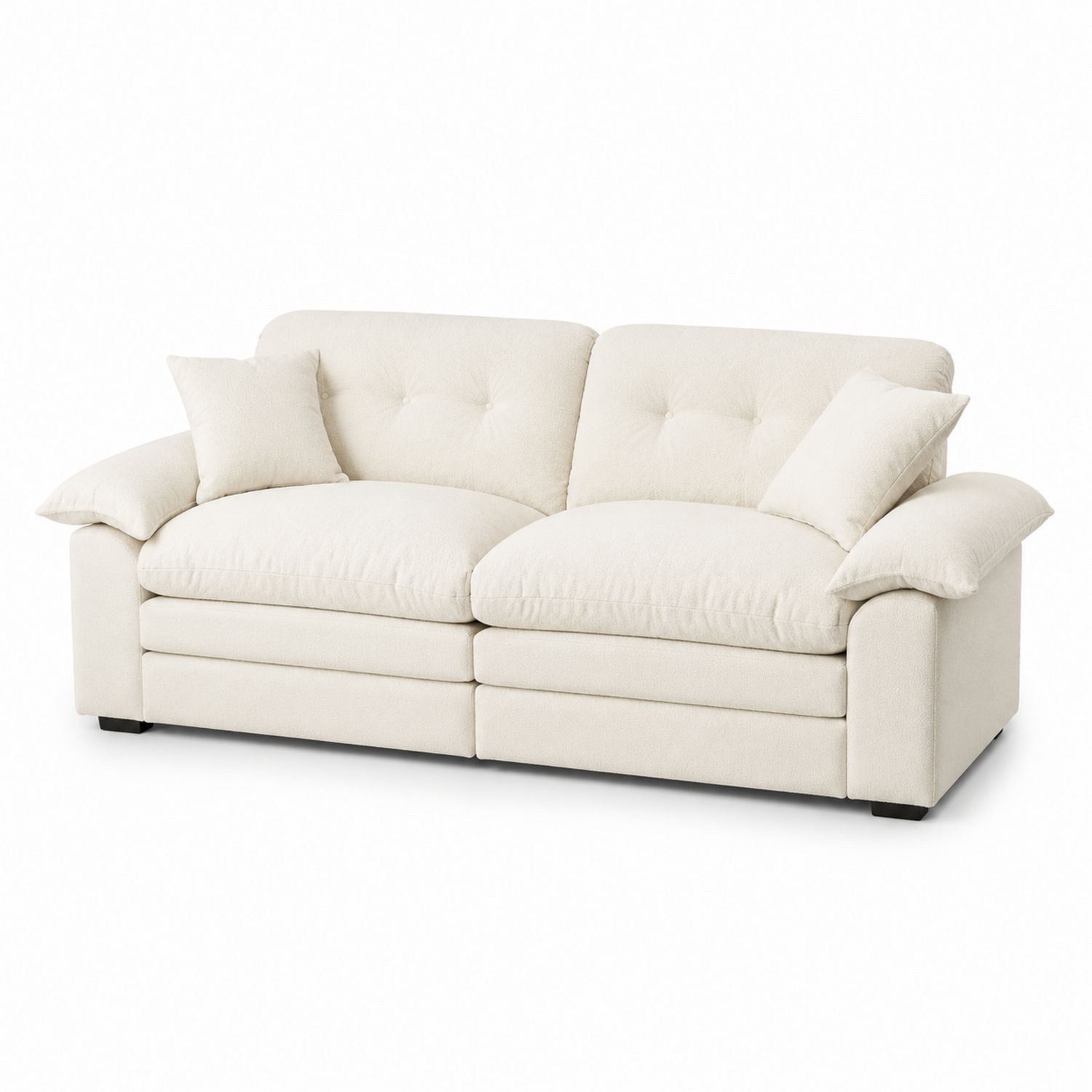 Sofá de 3 plazas tapizado en poliéster Beige 220 cm