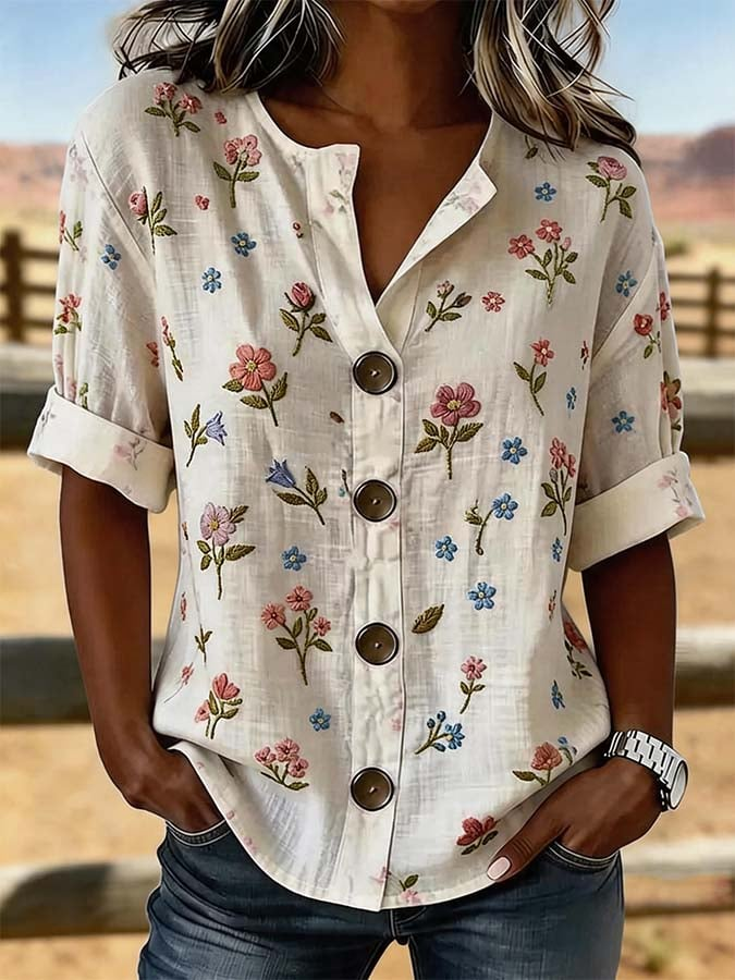 Women'S Casual Floral Print Top