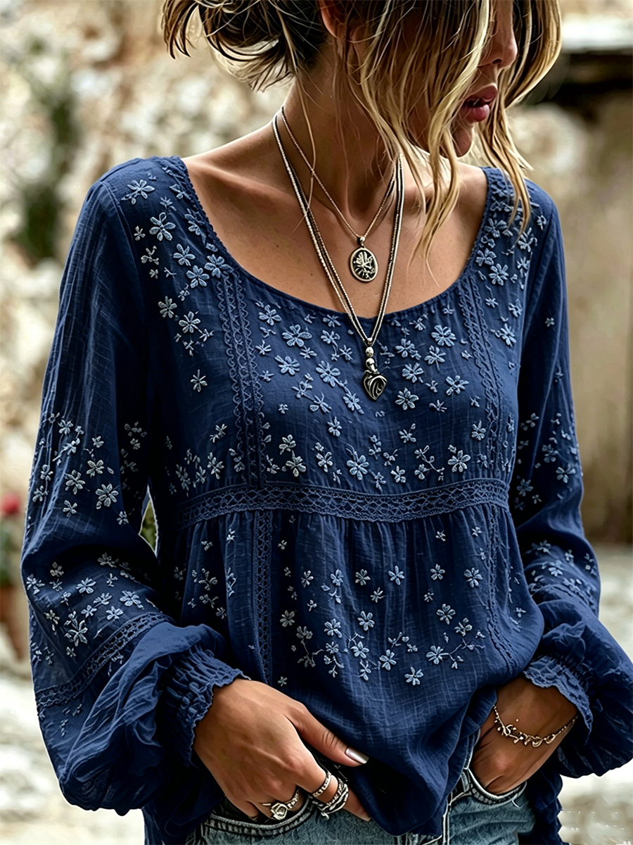 Women'S Casual Plant Flower Art Pattern Printed Top