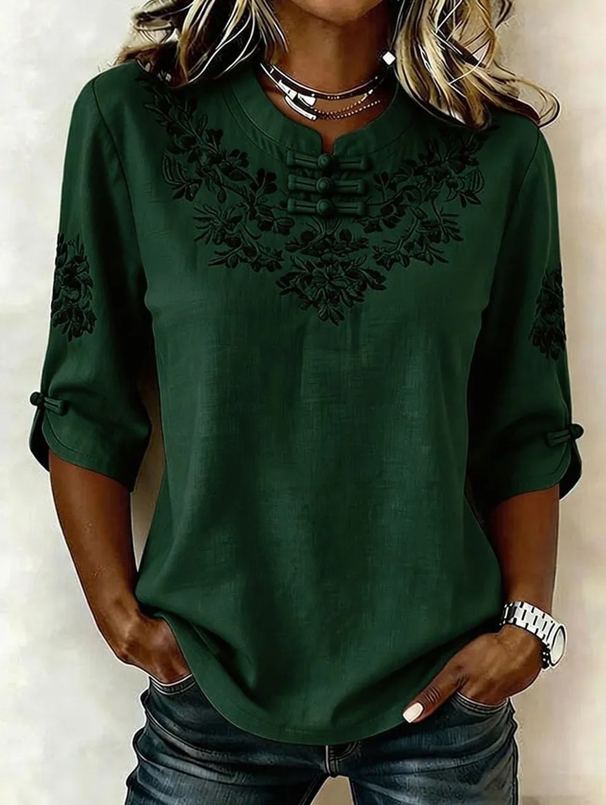 Women'S Floral Art Printed Casual Top