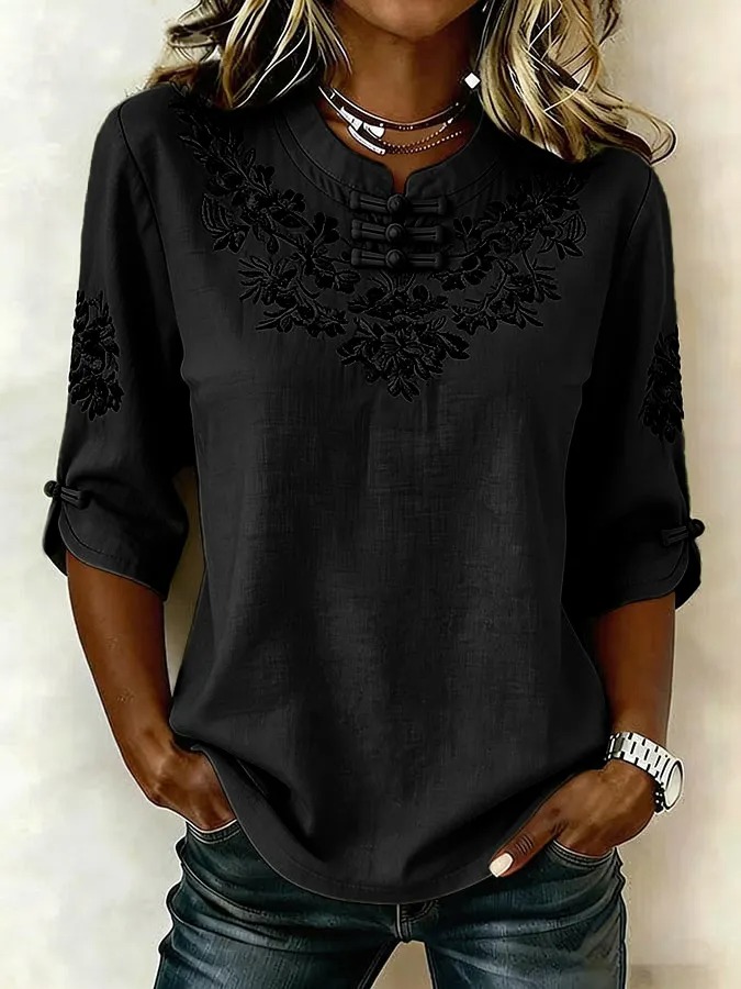 Women'S Floral Art Printed Casual Top