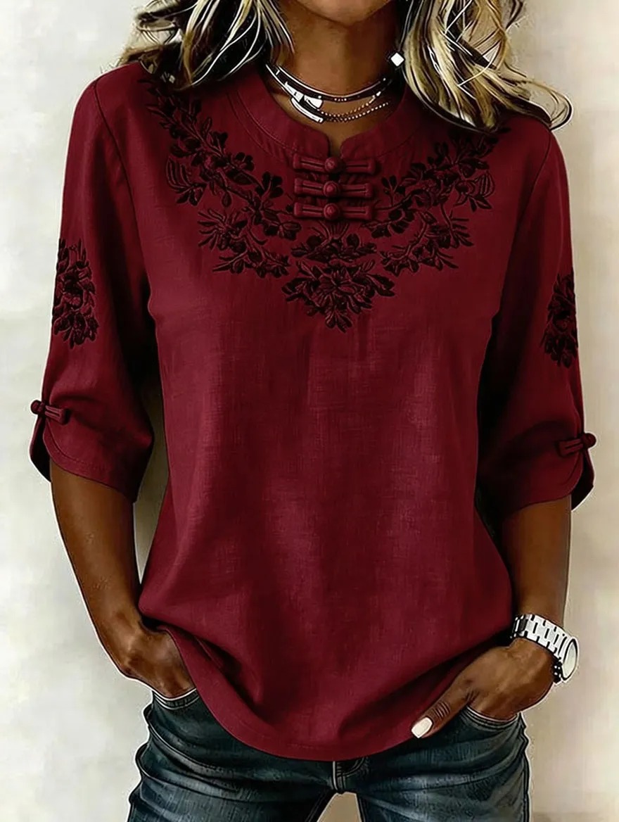 Women'S Floral Art Printed Casual Top