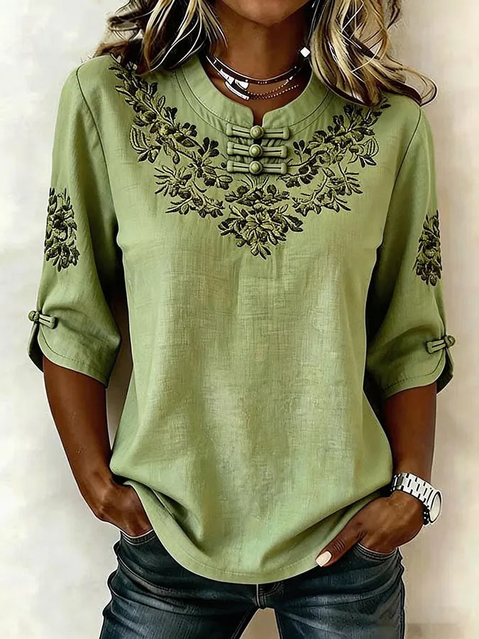 Women'S Floral Art Printed Casual Top