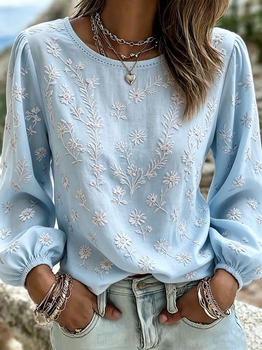 Women'S Cotton And Linen Printed Top