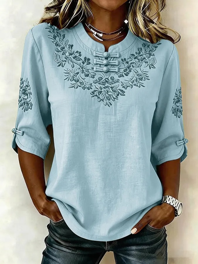Women'S Floral Art Printed Casual Top