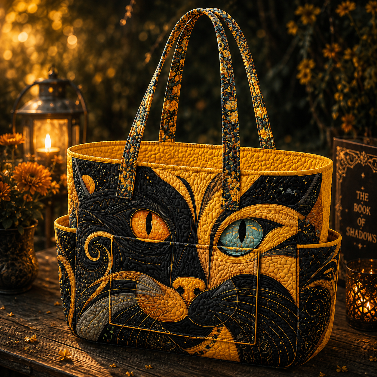 Cat Multiple Pockets Quilted Tote Bag TP20