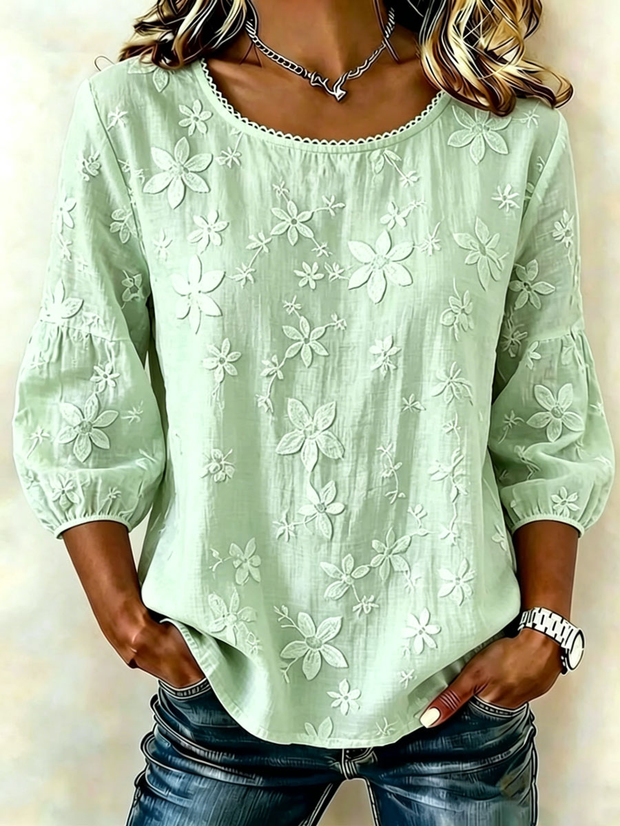 Women'S Cotton And Linen Printed Top