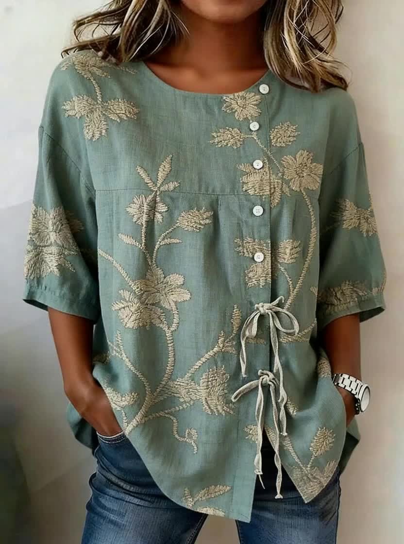 Women's Retro Casual Printed Shirt