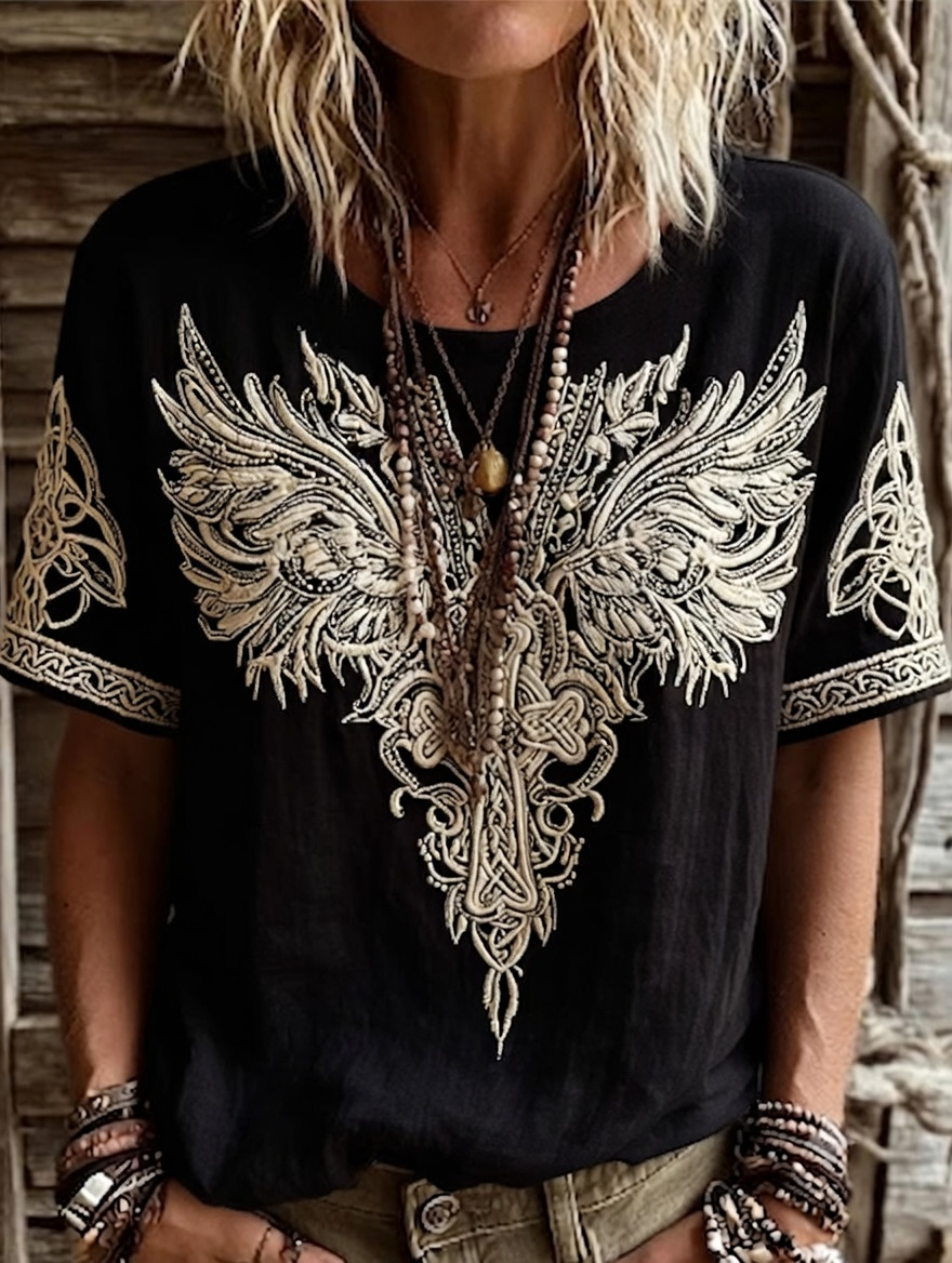 Women'S Retro Faith Cotton And Hemp T-Shirt