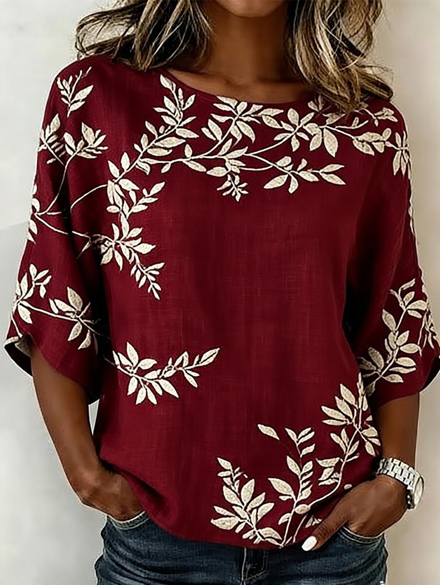 Women's Linen-Cotton Printed Tops