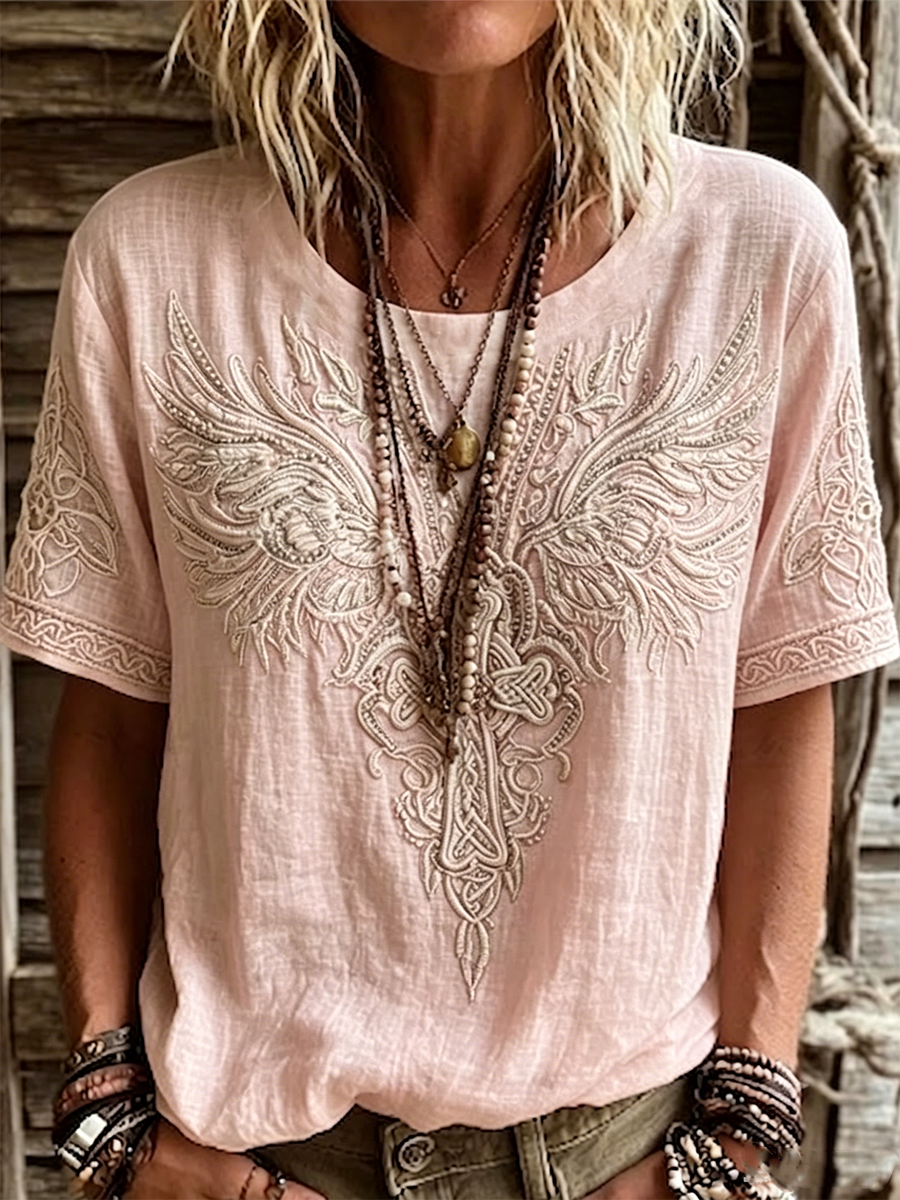 Women'S Retro Faith Cotton And Hemp T-Shirt