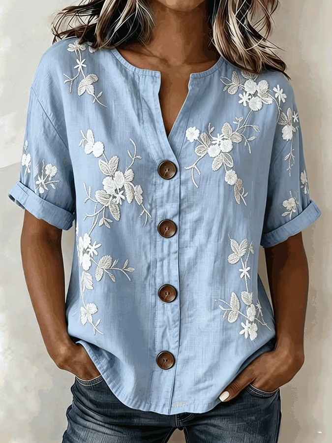 Women's Casual Round-Neck Printed Shirt