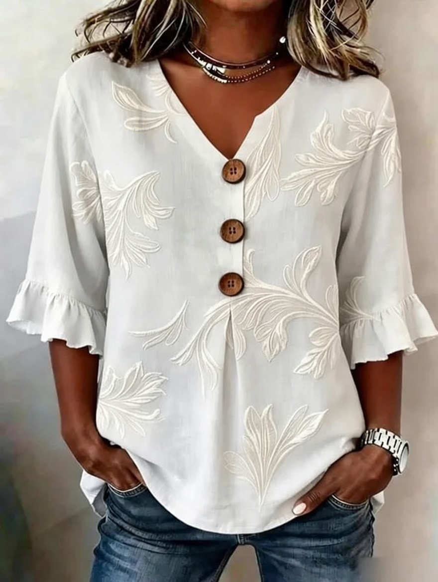 Women'S Floral Art Printed Casual Top