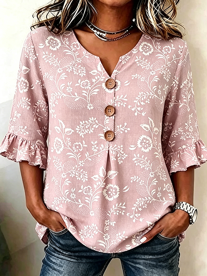 Women's casual floral print top