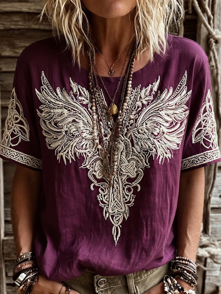 Women'S Retro Faith Cotton And Hemp T-Shirt