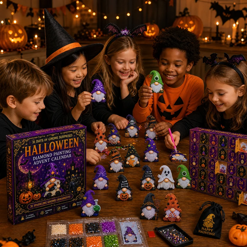 🔥HOT SALE 50% OFF - 🎃✨ 31 Days of Gnome Surprises Halloween Diamond Painting Advent Calendar