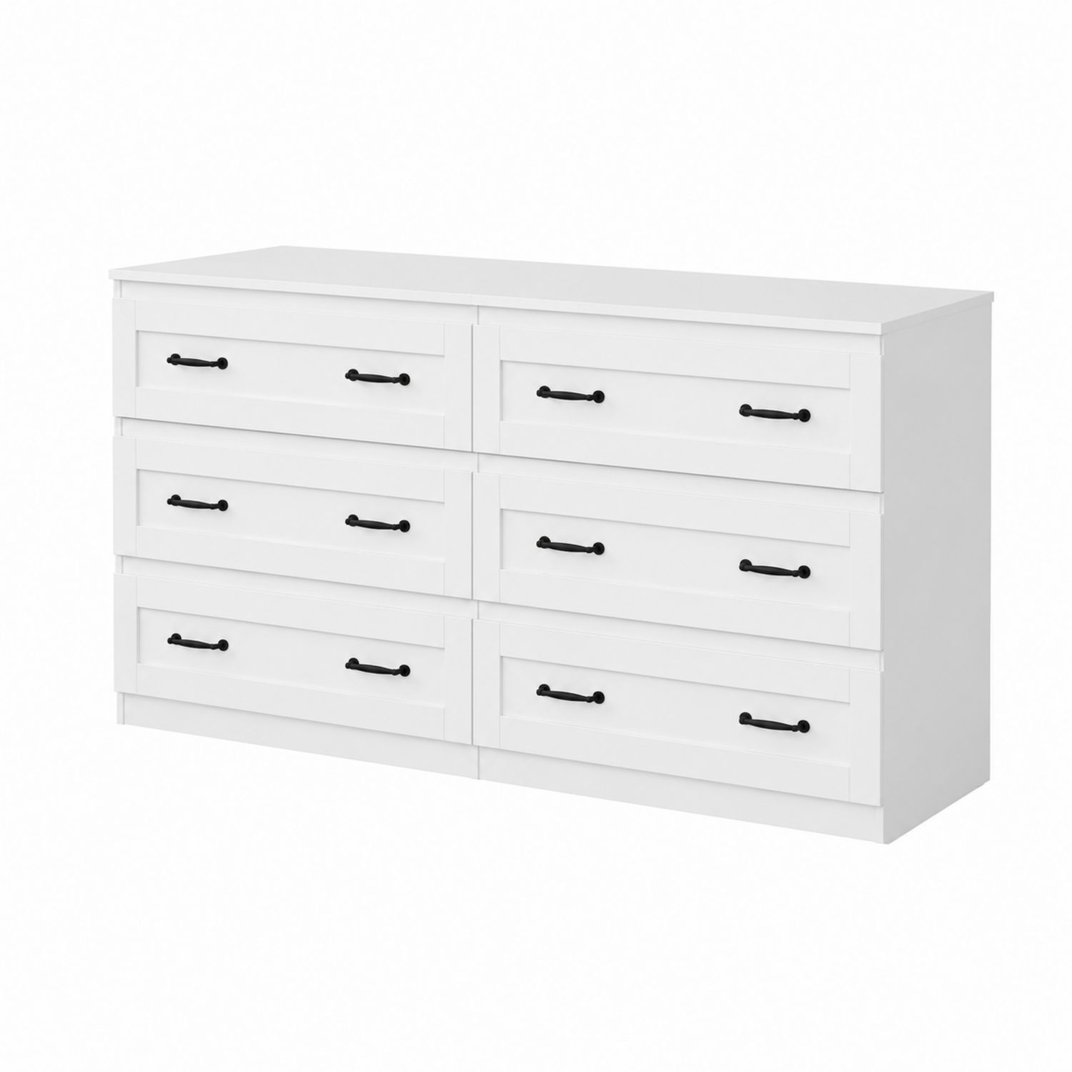 Commode en bois blanc avec 6 tiroirs 120x40x80 cm