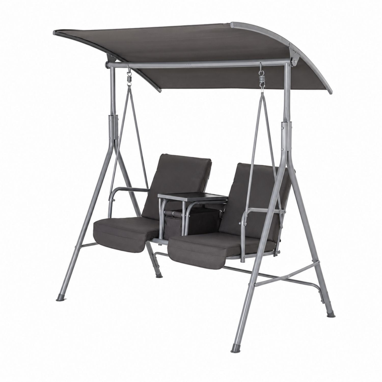 Balancelle 2 Places en Acier avec Coussins en Tissu Gris