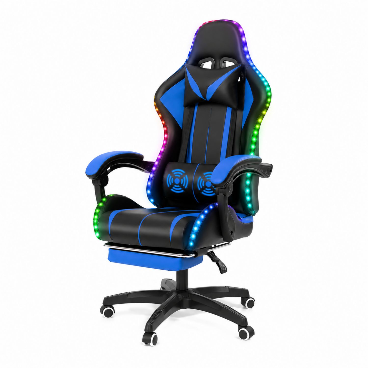 Chaise de bureau ergonomique en cuir synthétique avec LED et repose-pied
