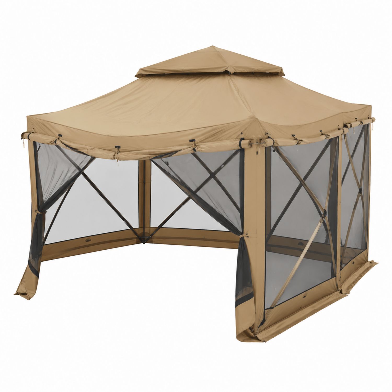 Pavillon de jardin pliant 3x3m en polyester et acier avec moustiquaire