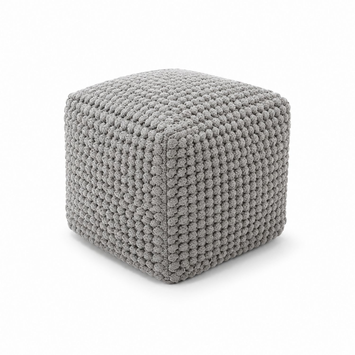 Tabouret en Tissu Tricoté Gris 40x40x40 cm