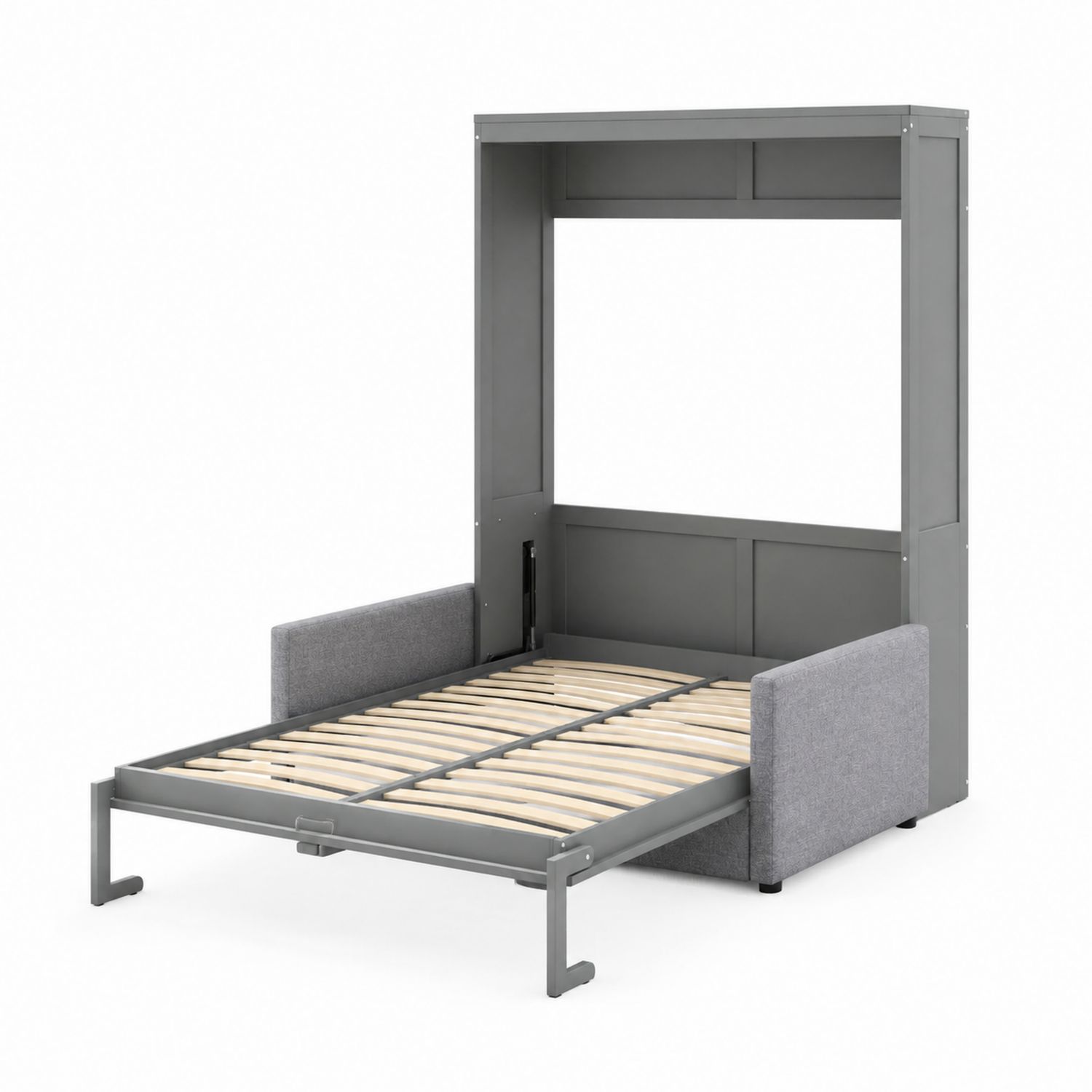 Lit escamotable en métal avec accoudoirs en tissu gris 200x140 cm