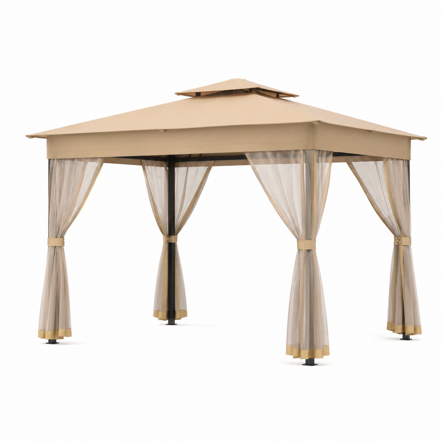 Pavillon de jardin rectangulaire en aluminium et polyester Beige