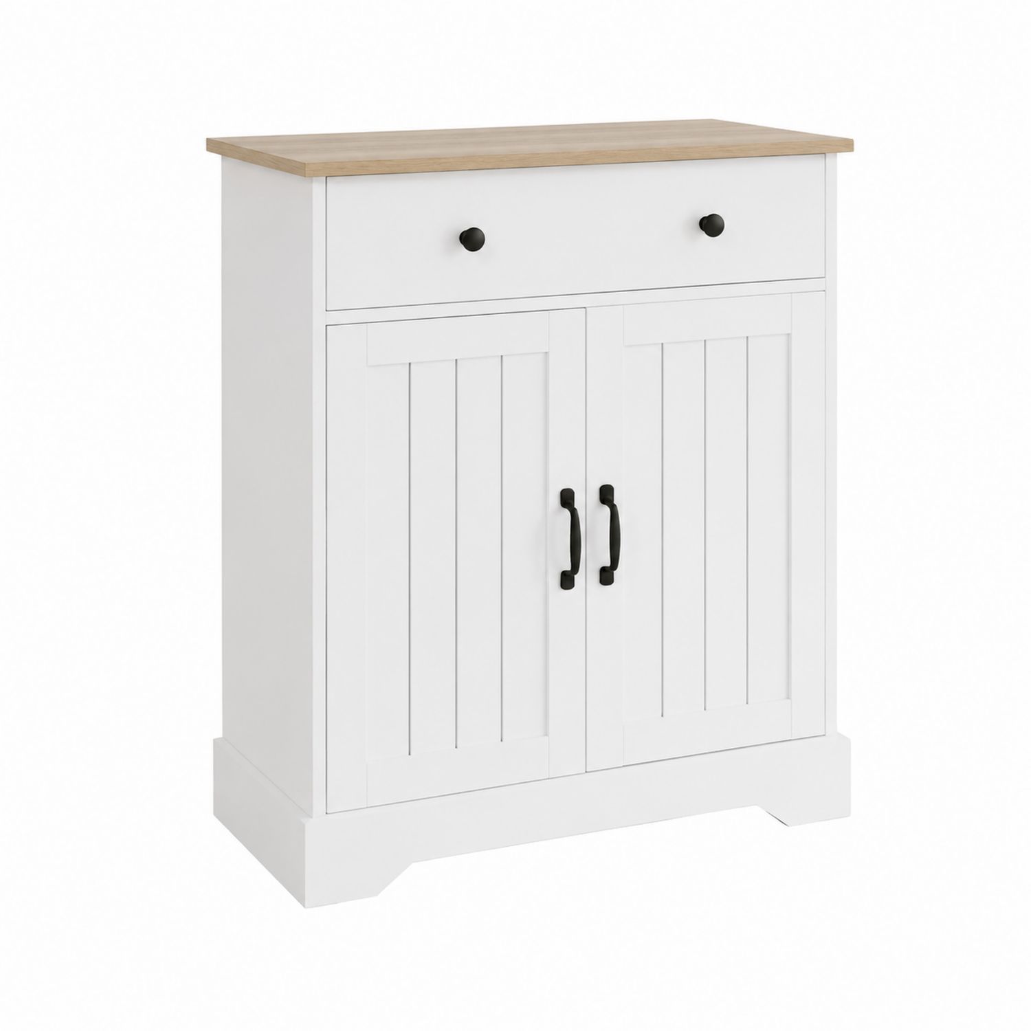 Buffet en bois MDF blanc avec plateau en chêne