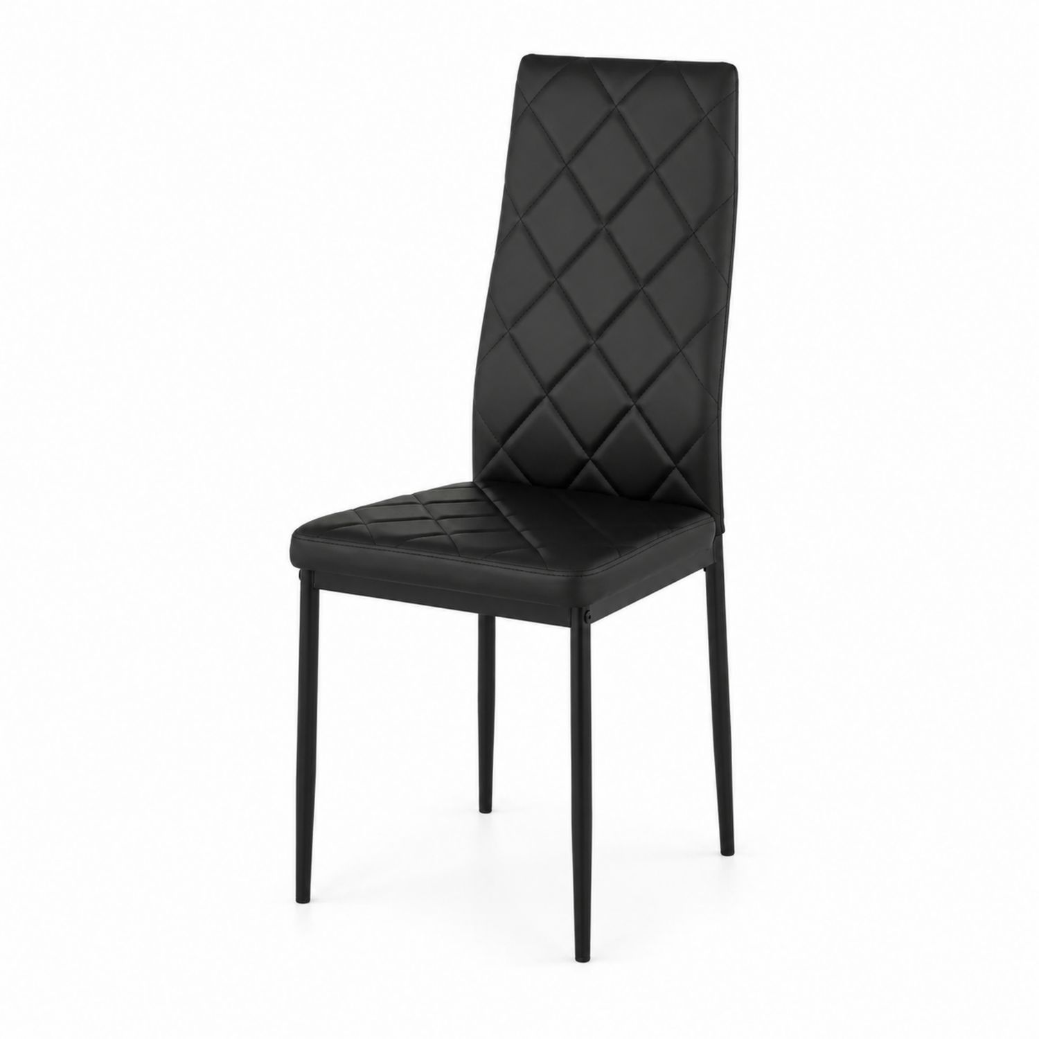 Chaise en cuir synthétique noir avec pieds en métal