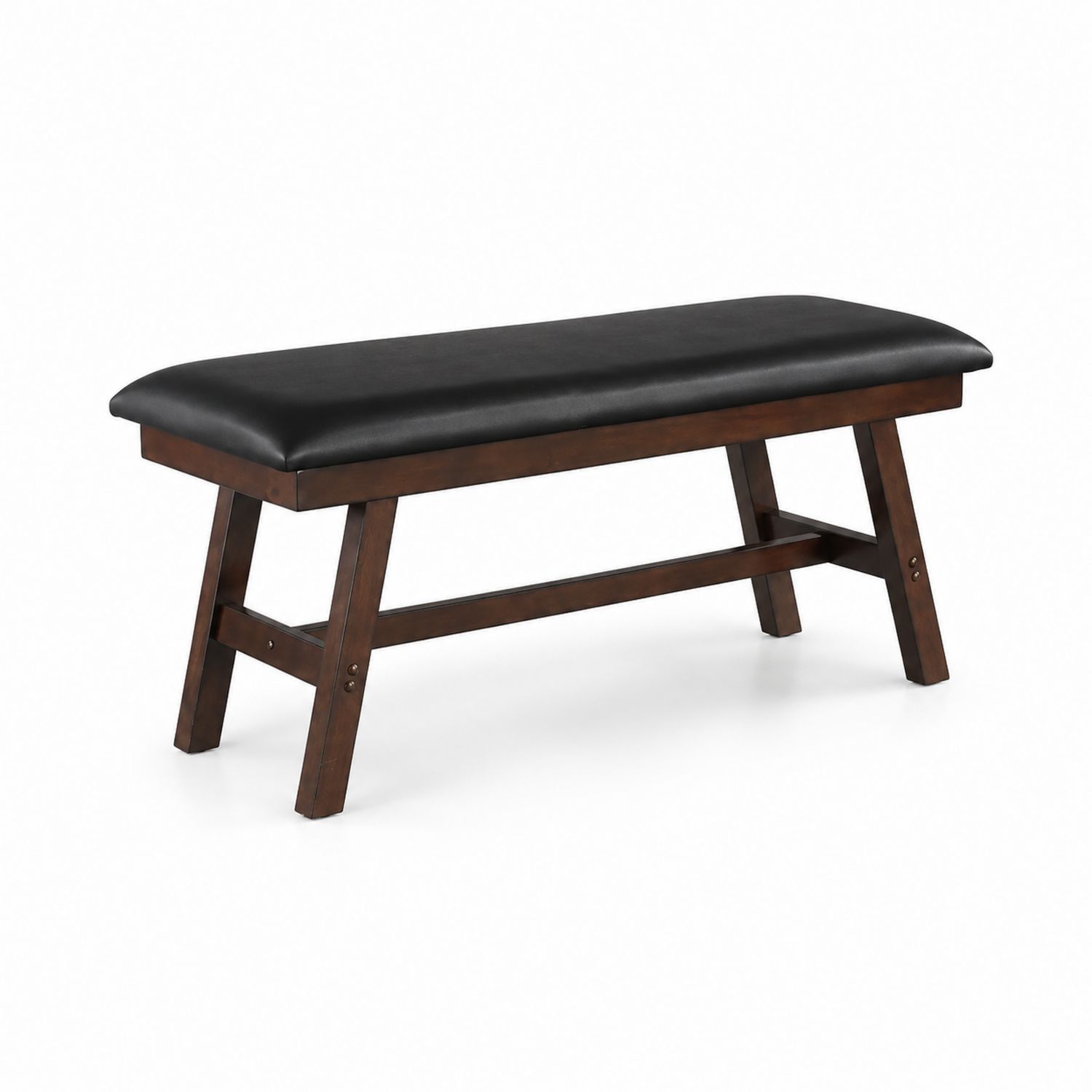 Banc en bois et cuir synthétique noir