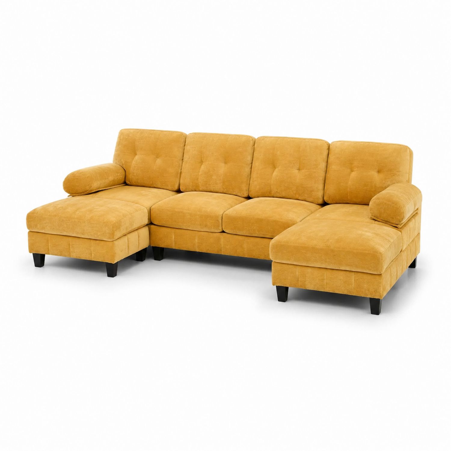 Canapé d'angle en velours Jaune doré 300 cm