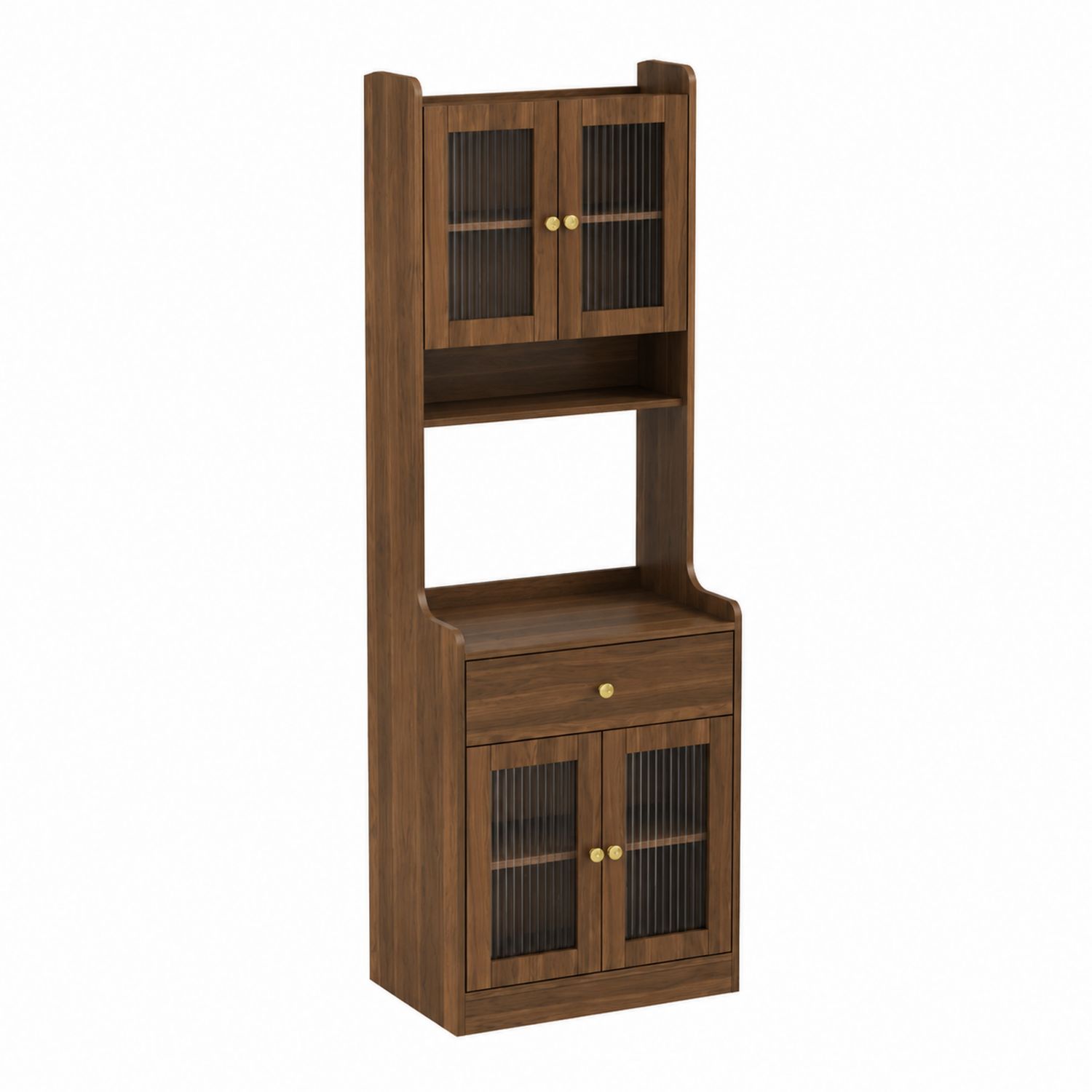 Buffet de cuisine en bois avec portes en verre trempé 180x60x40 cm Marron
