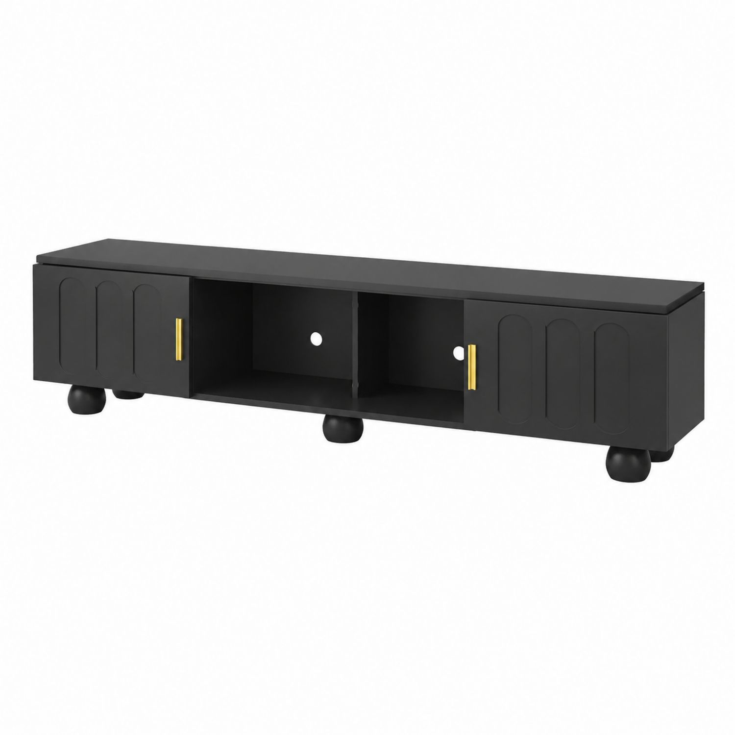Meuble TV en MDF Noir avec Portes