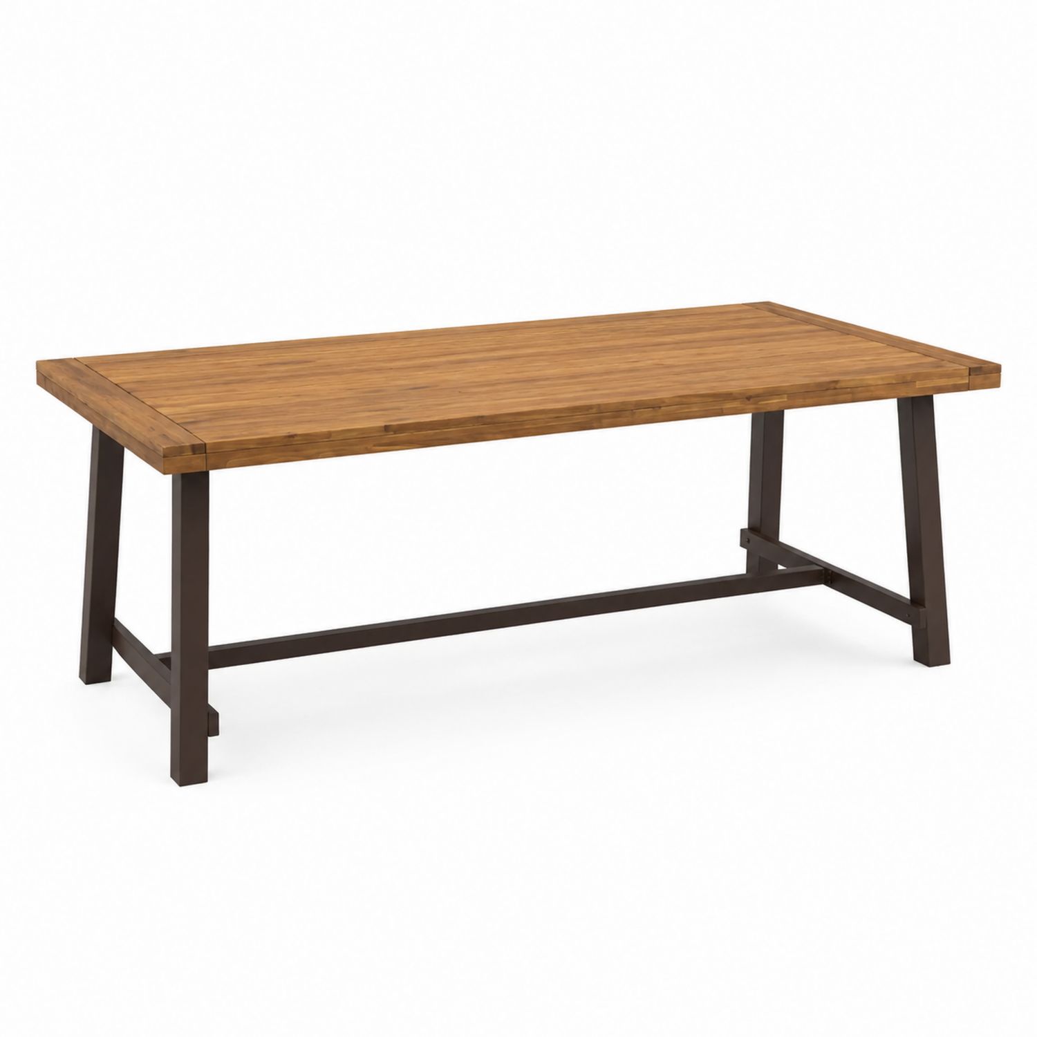 Table rectangulaire en bois de teck et métal brun 200x100 cm