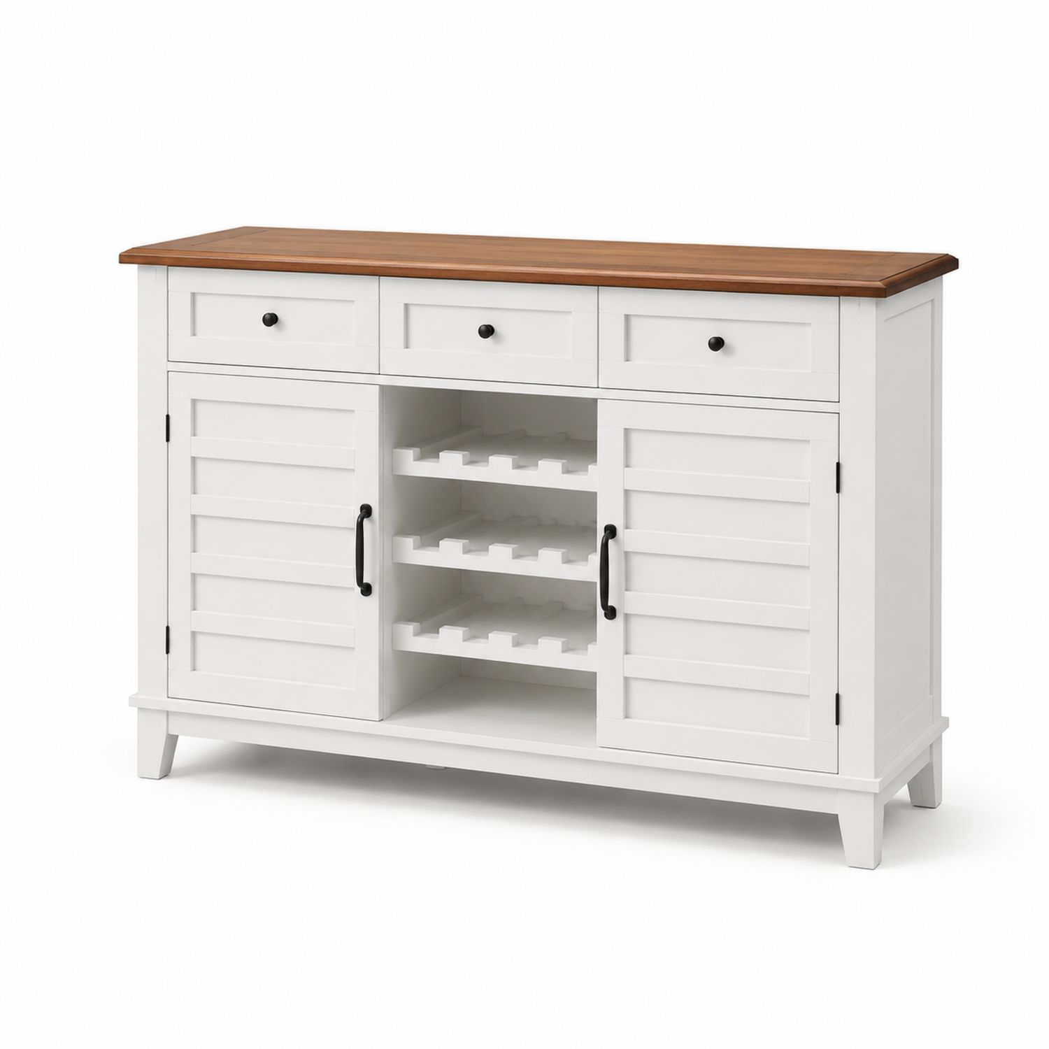 Buffet en Bois avec Rangement à Bouteilles Blanc et Marron 120x40x85 cm