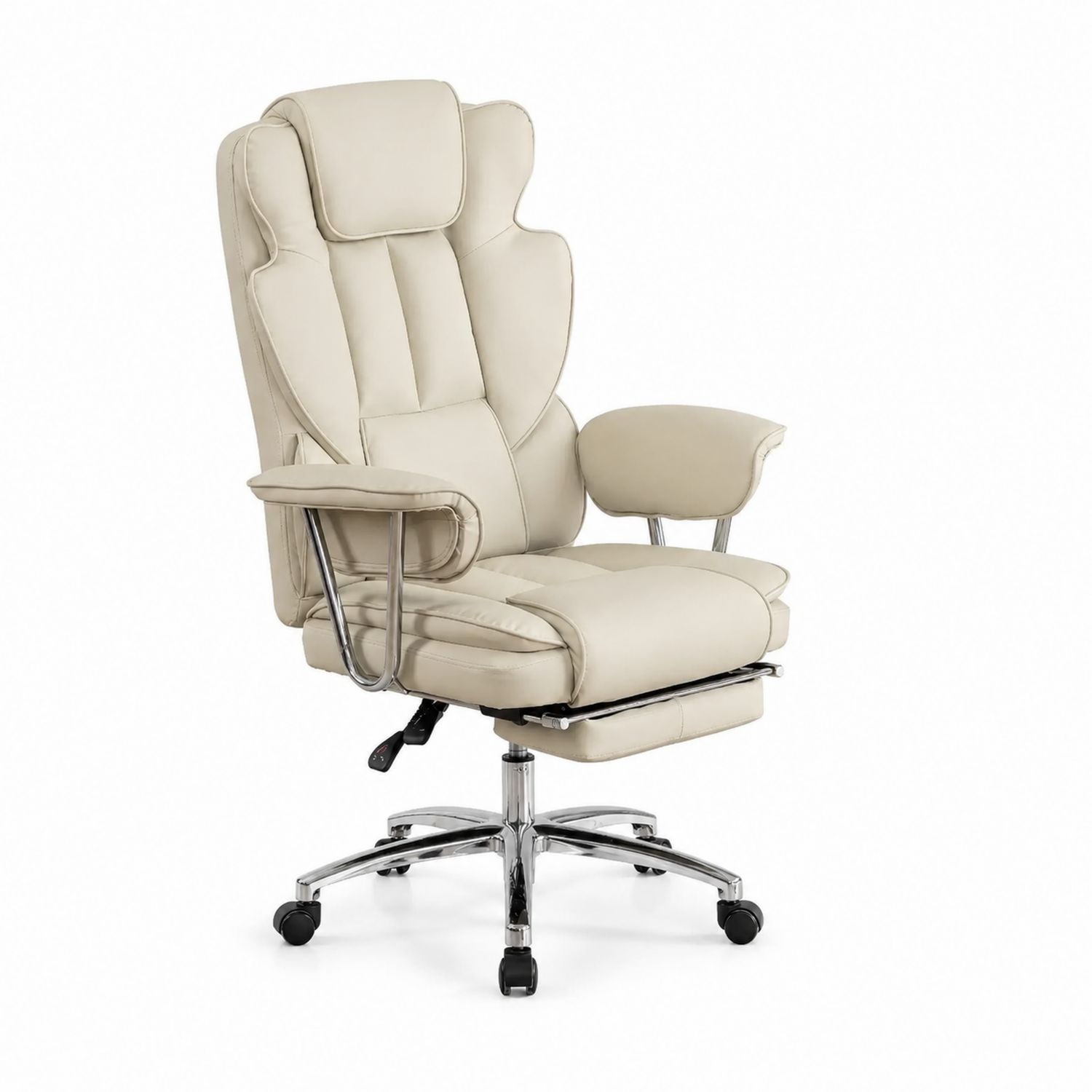 Chaise de bureau en cuir avec repose-pieds Beige