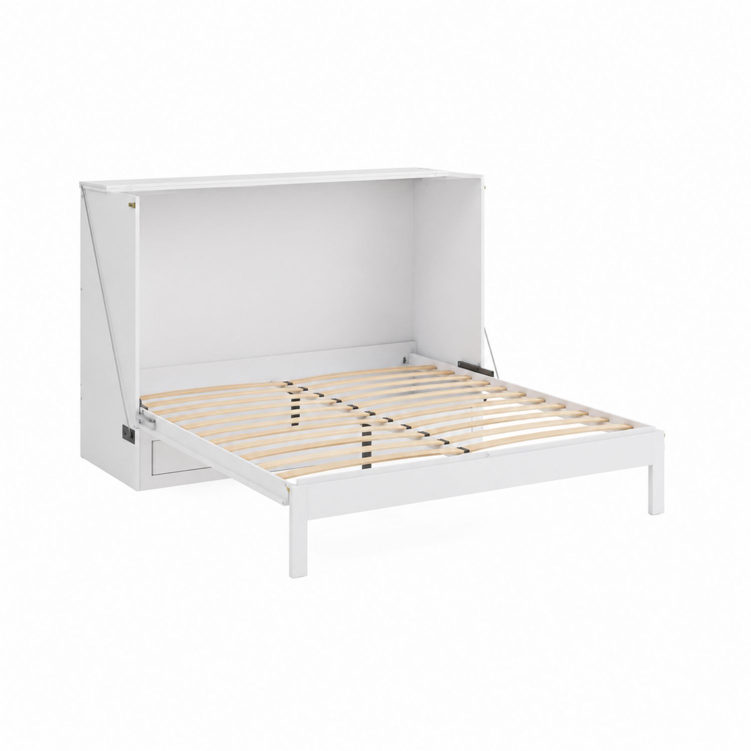 Lit escamotable en bois et métal blanc 200x140 cm
