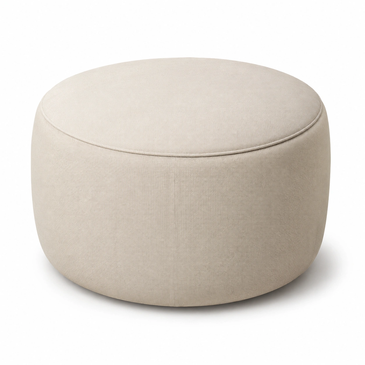 Puff redondo de tela color beige