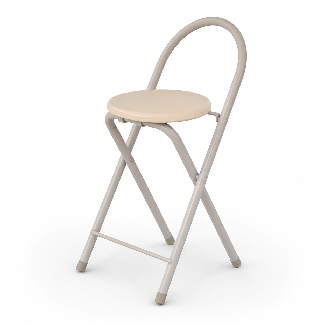 Taburete redondo plegable color claro