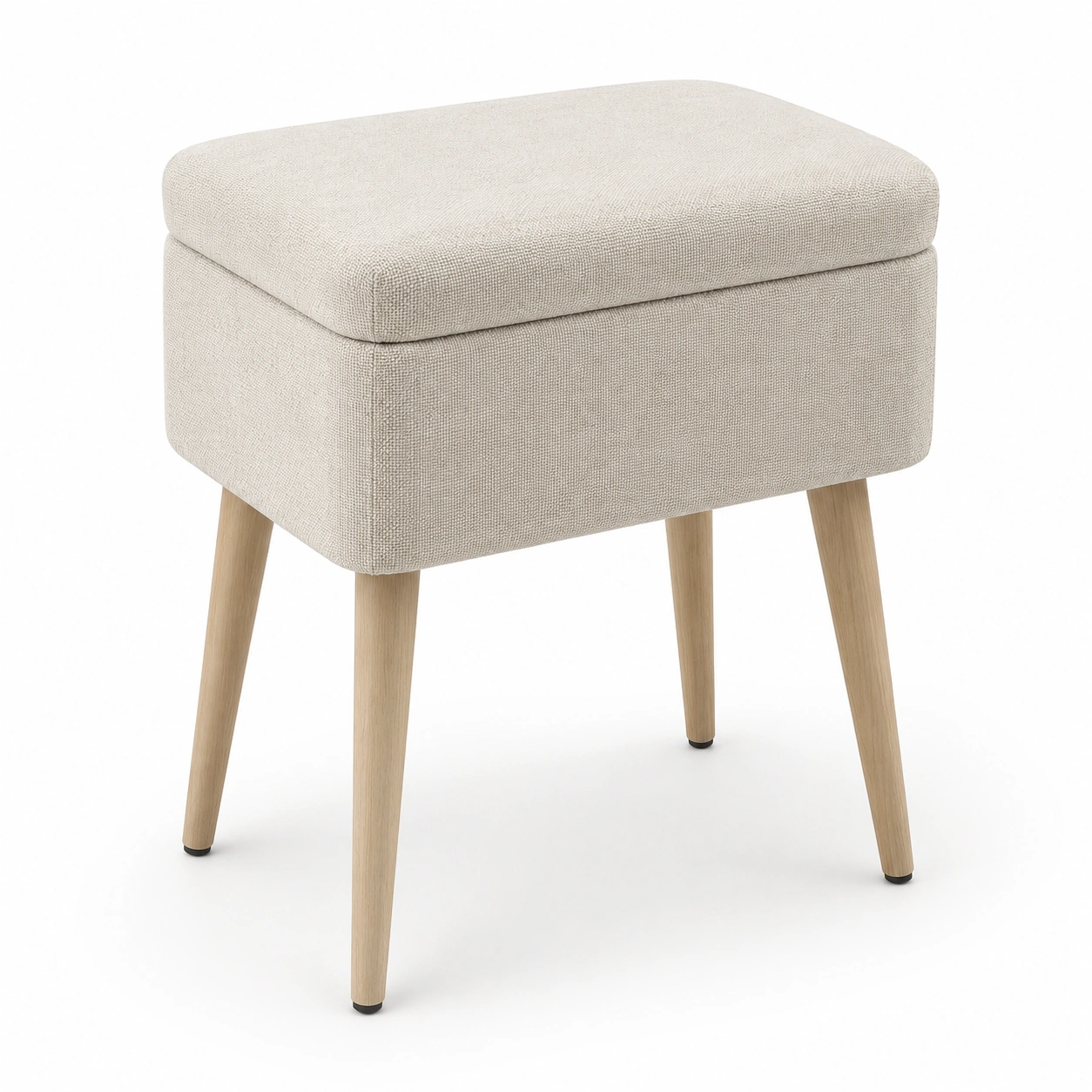Puff con almacenamiento color beige claro