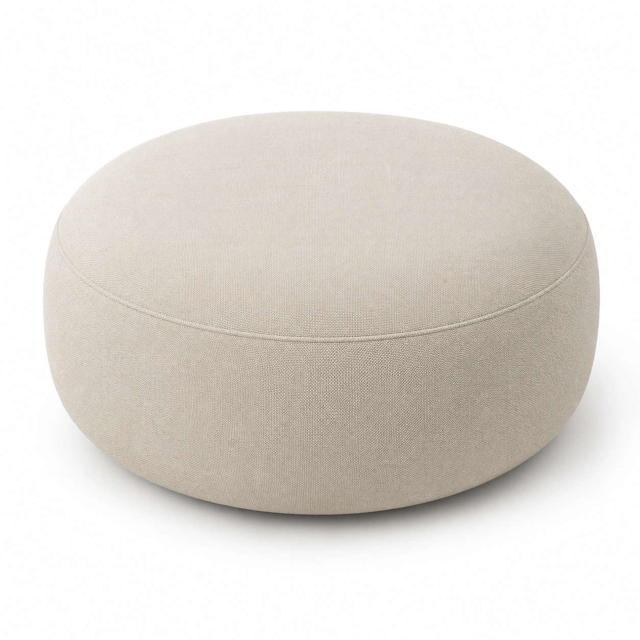 Puff redondo de tela color beige