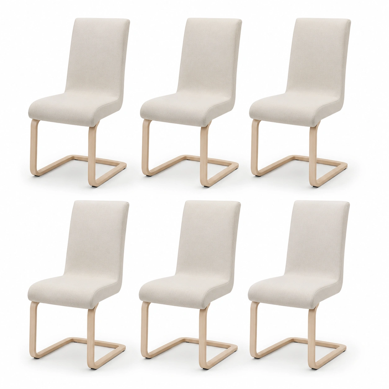 Juego de 6 sillas de comedor tapizadas color claro