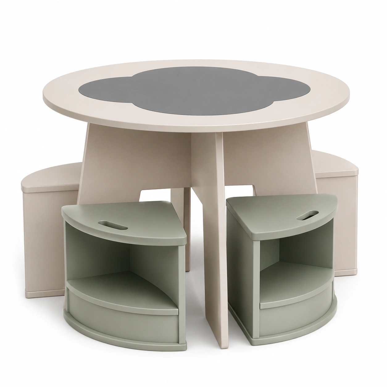 Conjunto de mesa redonda con almacenamiento para niños