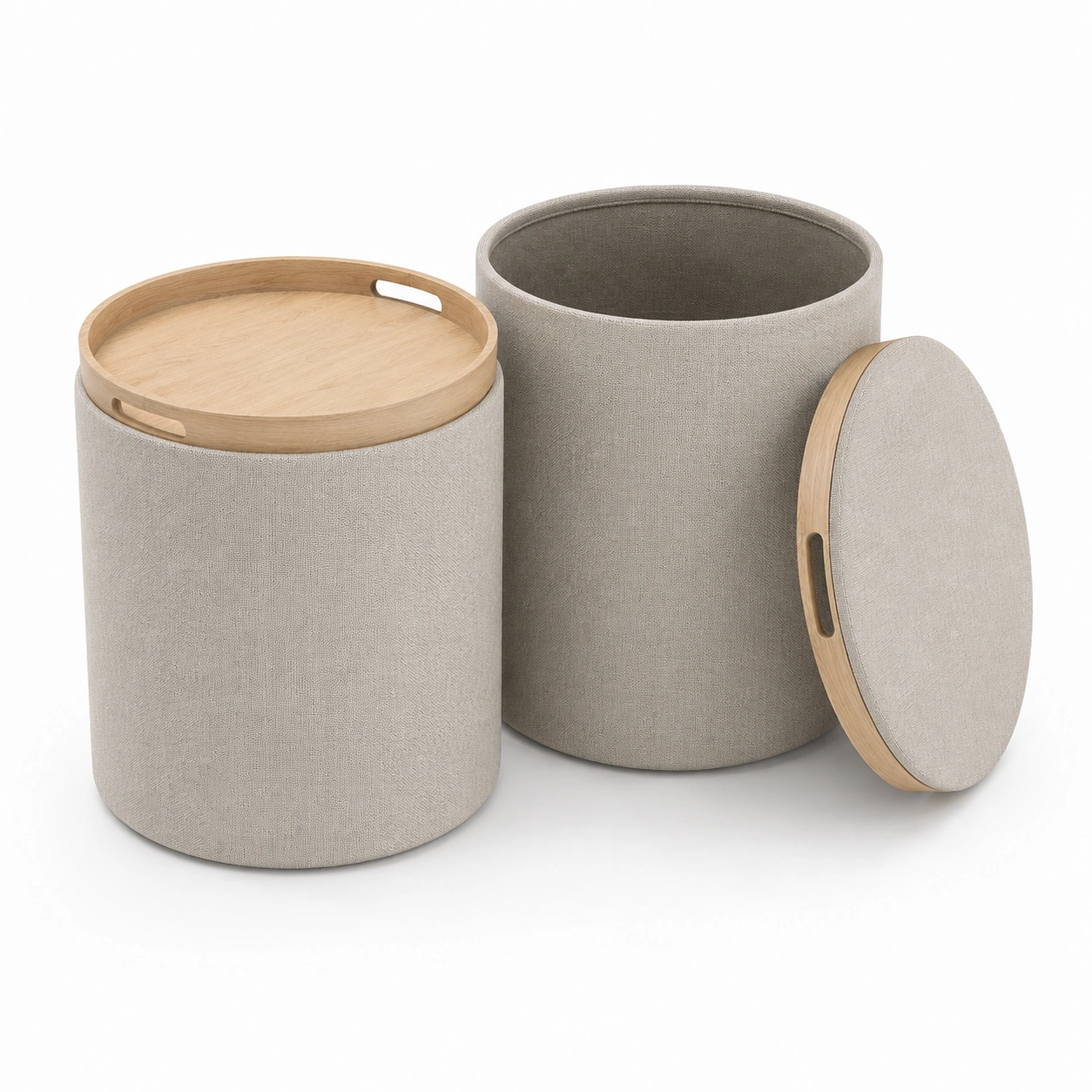 Set de 2 puffs de almacenamiento tipo cubo