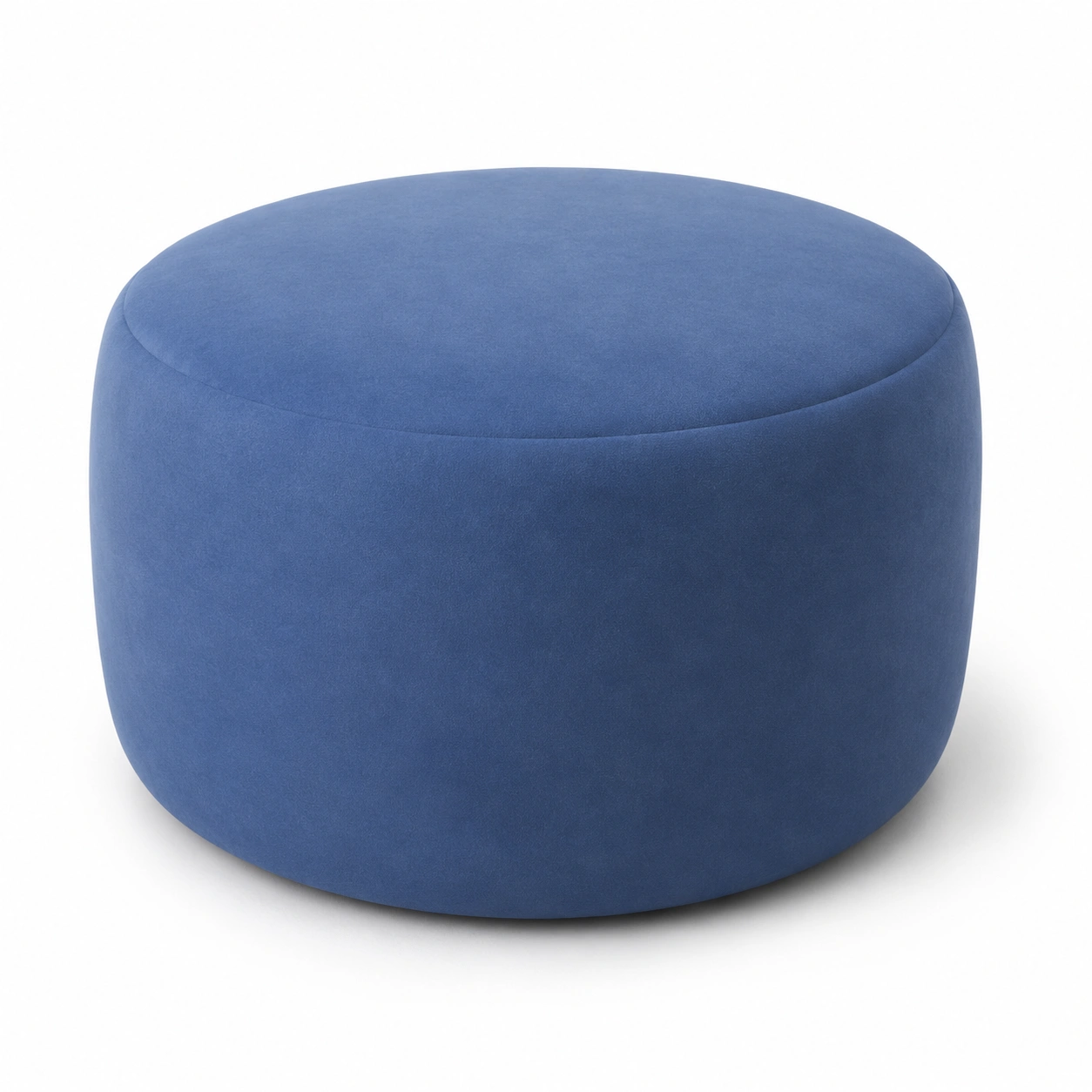 Puff redondo de tela azul