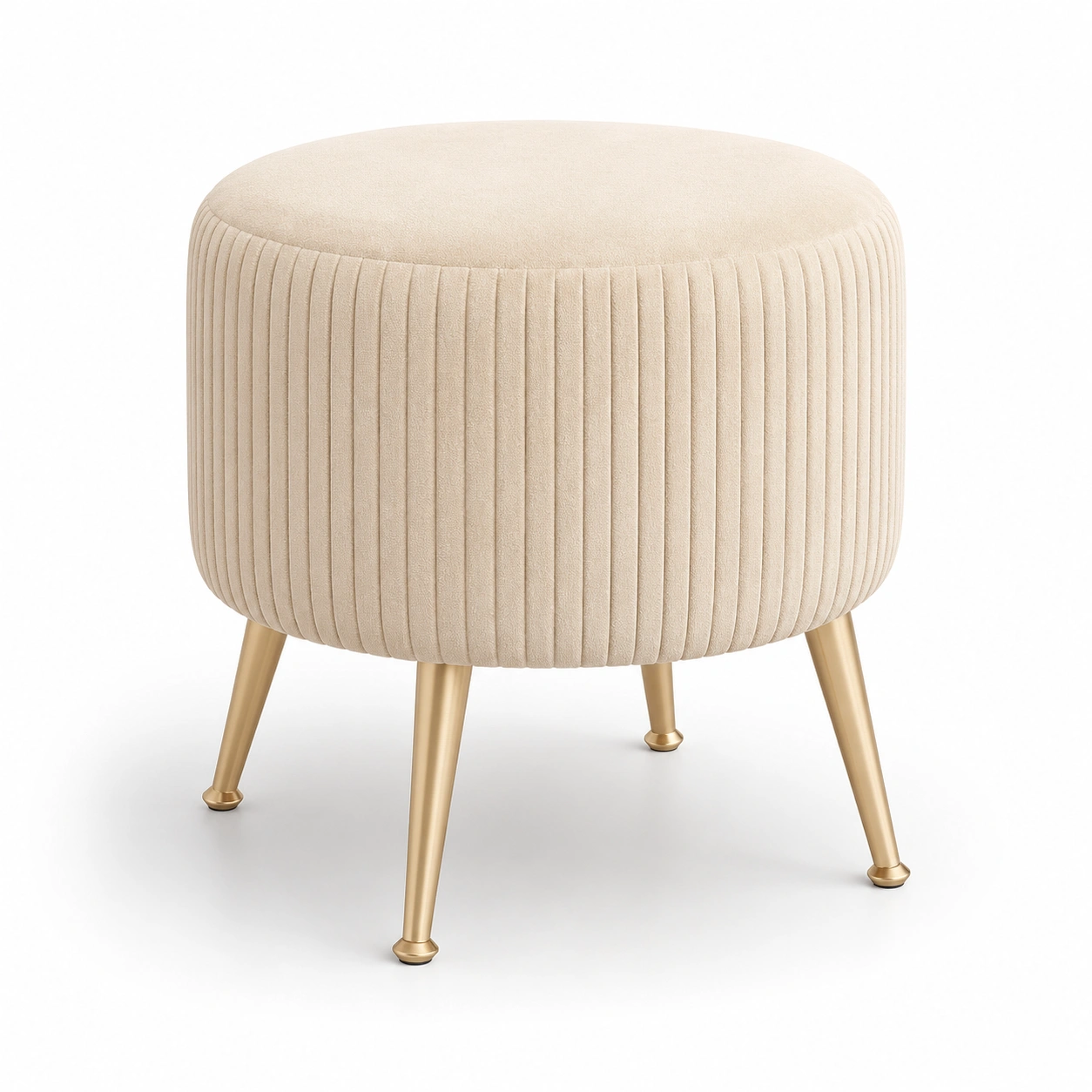 Puff redondo a rayas color beige