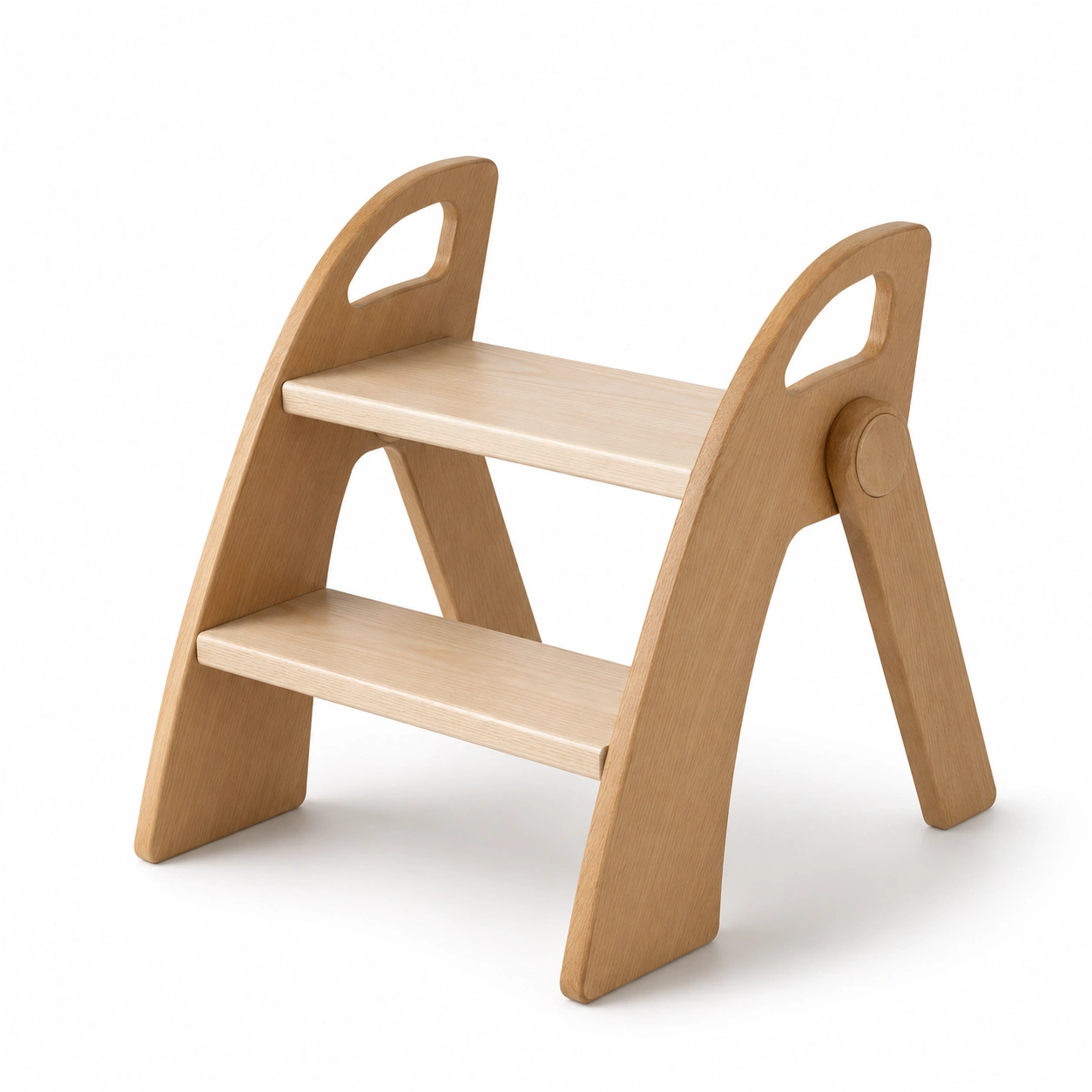 Escalon infantil de madera natural de dos niveles