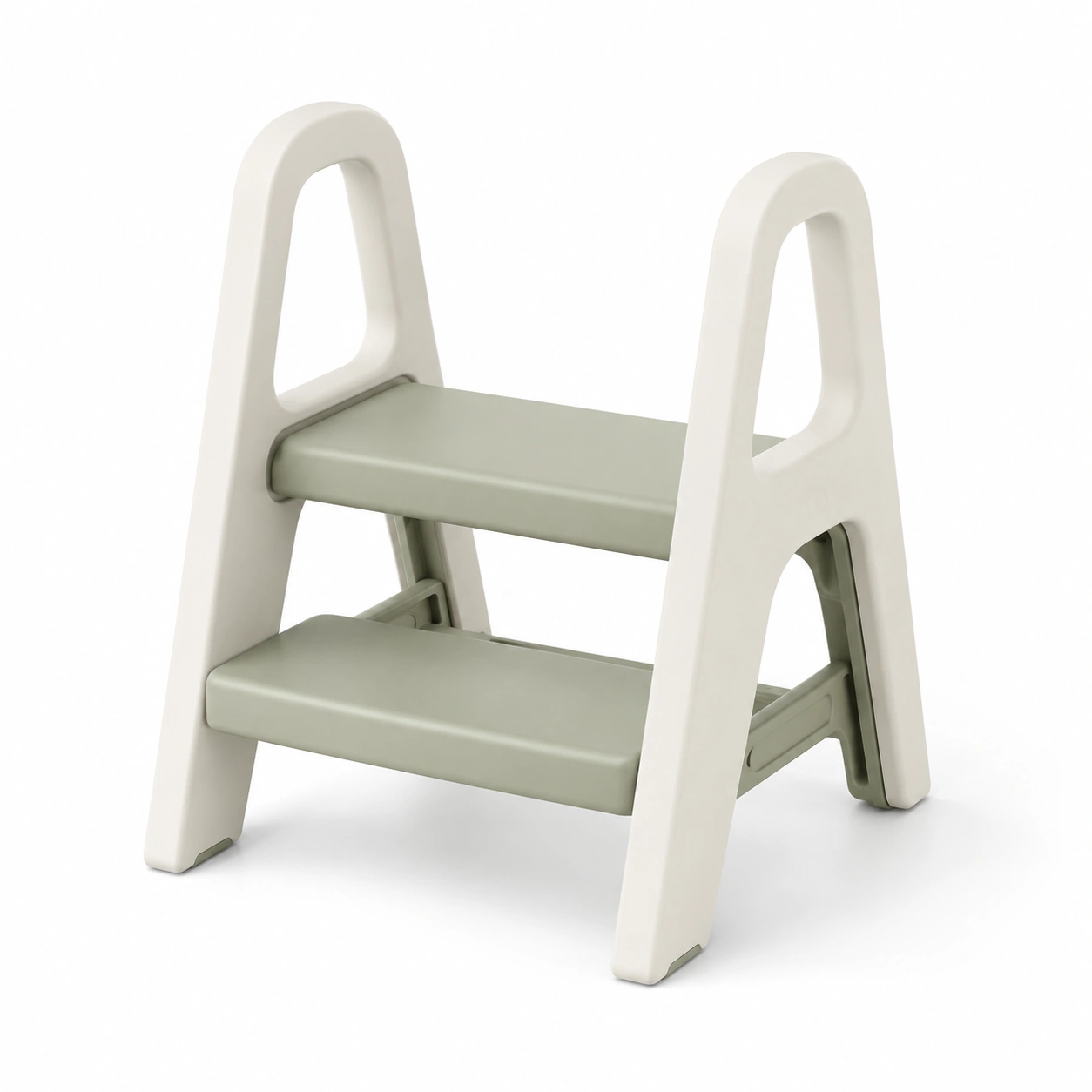 Escalon plegable de dos niveles blanco y verde