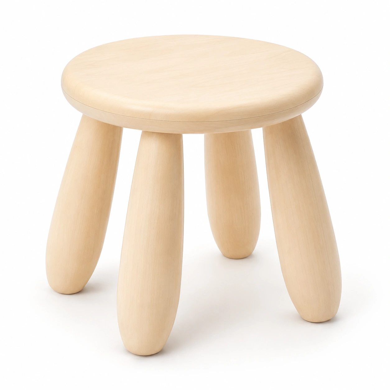 Taburete redondo bajo madera natural